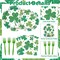 St. Patrick’s Party Supplies: 100-Piece Shamrock Tableware Set – Disposable Plates, Napkins & Forks for 25 Guests, Lucky Green Party Decor